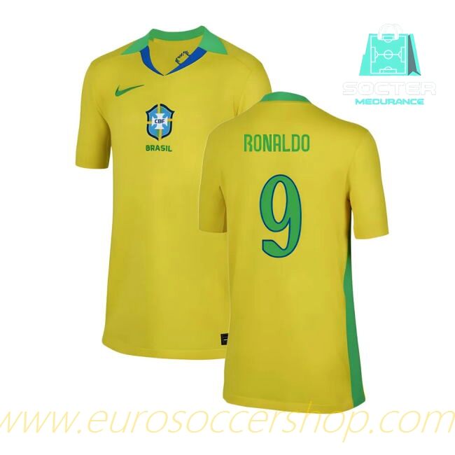 2025-26 Edition Brazil Home Football Shirt Youth Version (Ronaldo 9)