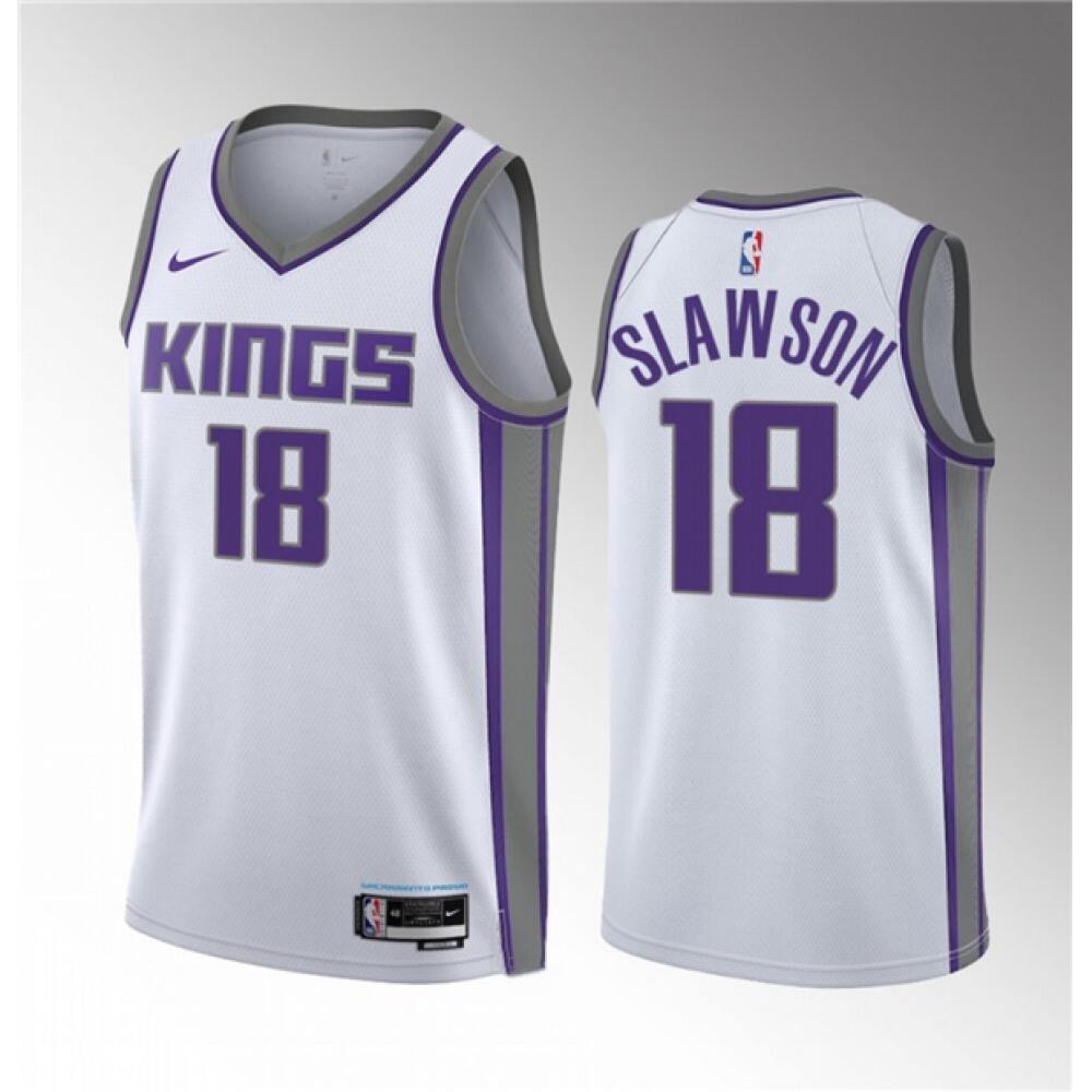 Men's Sacramento Kings #18 Jalen Slawson White 2023 Draft Association Edition Stitched Jersey