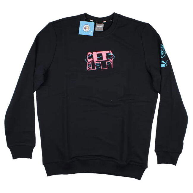 2023-2024 Man City FtblCore Graphic Crew Sweat (Navy) (Collector's ...