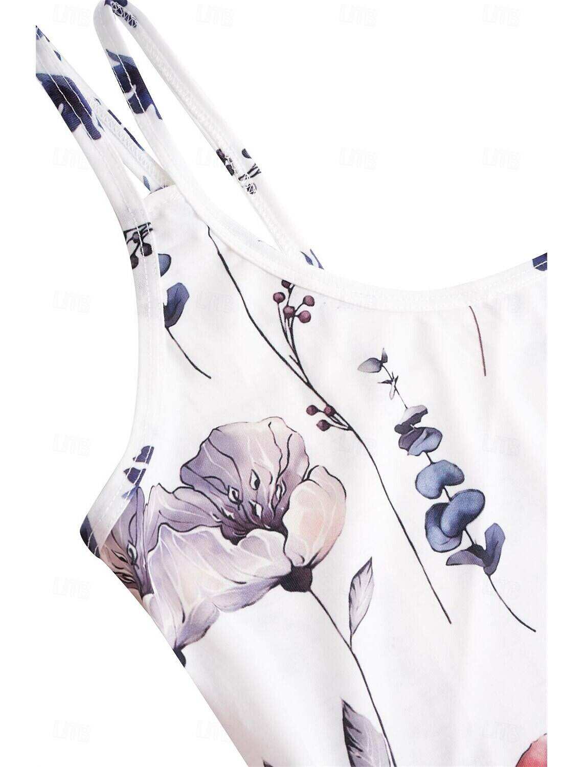 Women's Floral Print Tank Top Pink Blue Sleeveless Adjustable Straps Casual Summer Beachwear Flowy Loose Fit