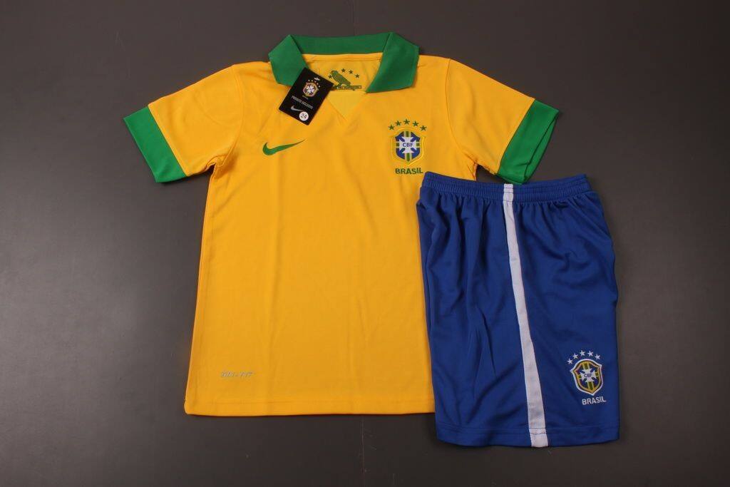 Kids Brazil 1314 Home Jersey KitShirtshorts - Official Replica 19228