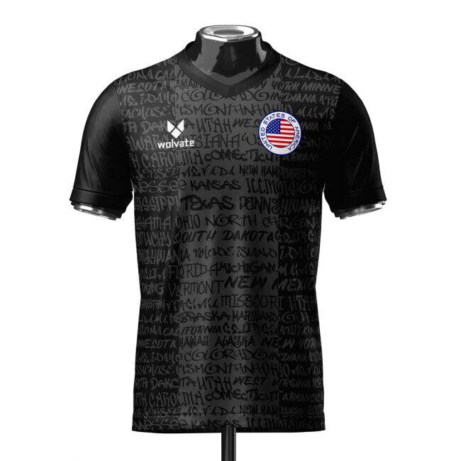 Elite Usa Heritage Football Jersey Black (Wolvate) Adult Short Sleeve