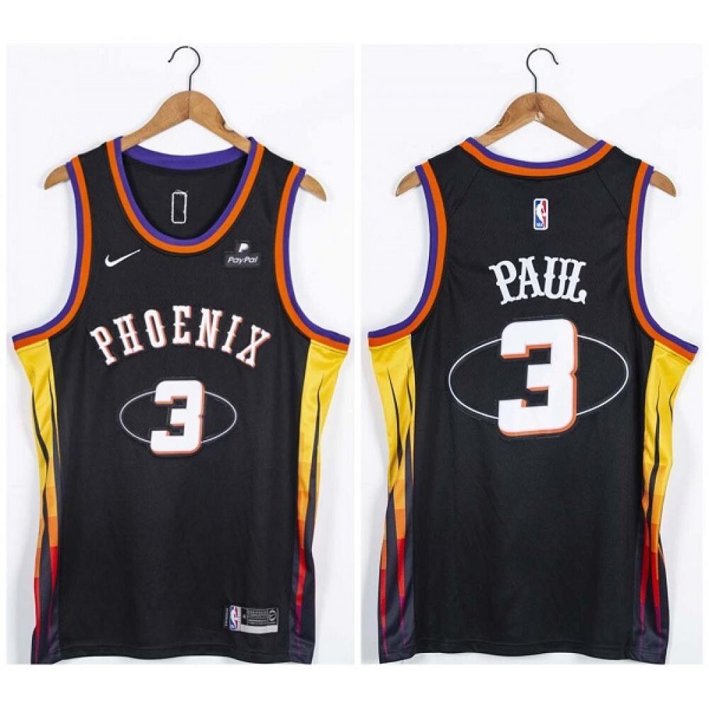 Men's Phoenix Suns #3 Chris Paul Black 75th Anniversary Stitched Jersey