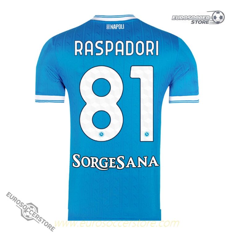 S.S.C. Napoli 25-26 Season Home Jersey with RASPADORI 81 Printing
