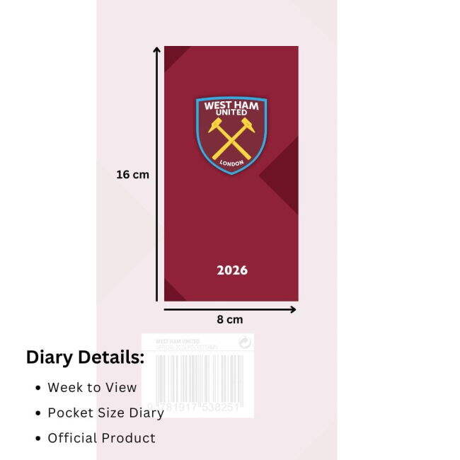 West Ham Soccer Club Fan Shirt - Adults Version (Diary 2026)
