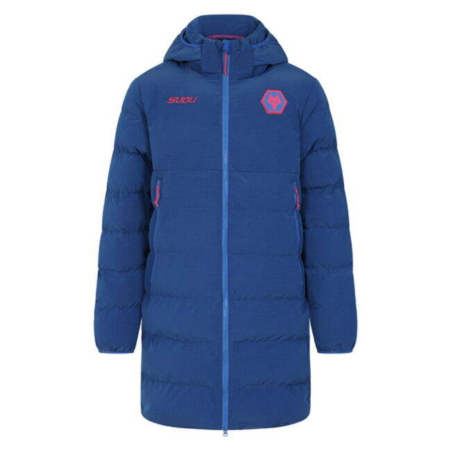 Men's 2025-2026 Wolves Training Long Bench Jacket (Lapis Blue)