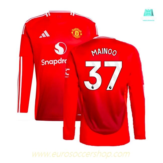 2024-2025 Man Utd Long Sleeve Home Shirt (Mainoo 37)