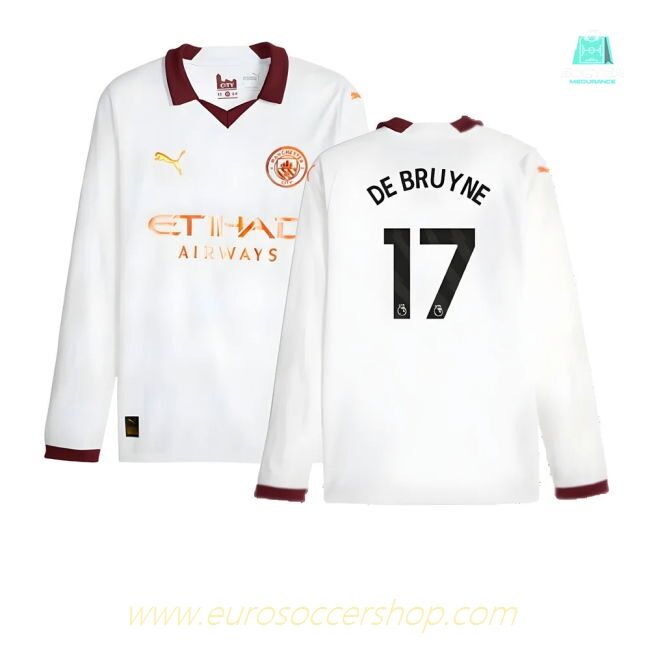 2023-2024 Man City Long Sleeve Away Shirt (DE BRUYNE 17)