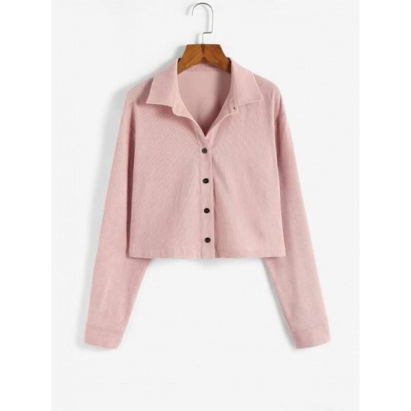 Button Up Solid Corduroy Shirt RG6347