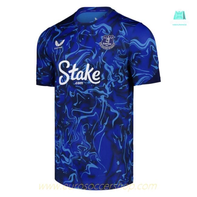 2025-2026 Everton Pre Match Short Sleeve Tee (Blue) (Your Name)