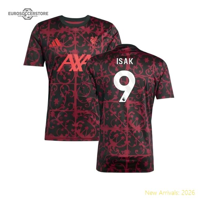 Authentic 2025-2026 Liverpool Pre-match Shirt (black) (isak 9)