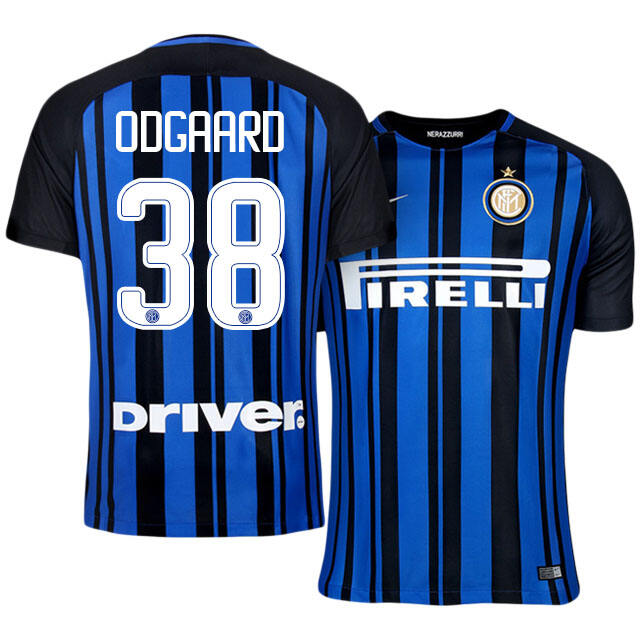 Inter Milan Home 201718 38 Jens Odgaard Soccer Jersey Shirt -