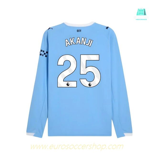 2025-2026 Man City Long Sleeve Home Shirt (Akanji 25)