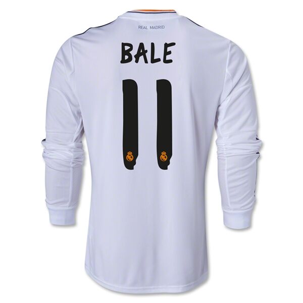 13-14 Real Madrid 11 BALE Home Long Sleeve Jersey Shirt - Official