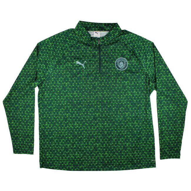 2025-2026 Man City Warm Up 1/4 Zip Top (Green Terrain)