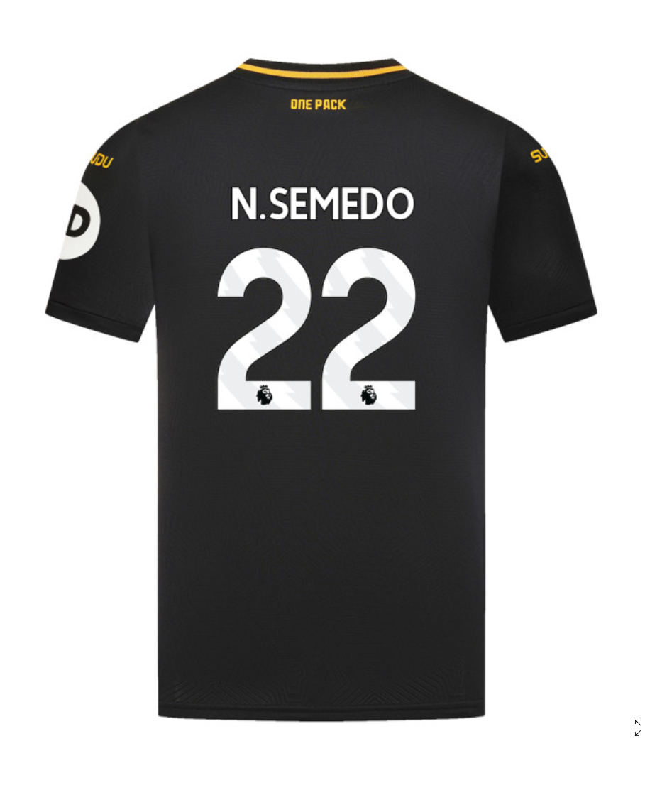 Wolverhampton Wanderers 24-25 Season Away Jersey Featuring N.SEMEDO with Number 22
