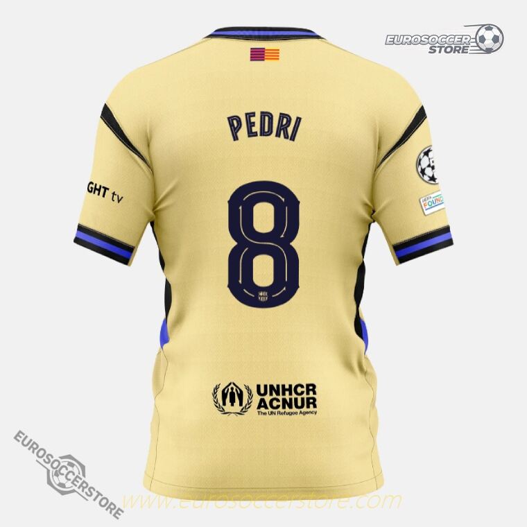 Barcelona's 25-26 Away Champions League Jersey with PEDRI 8 Printing