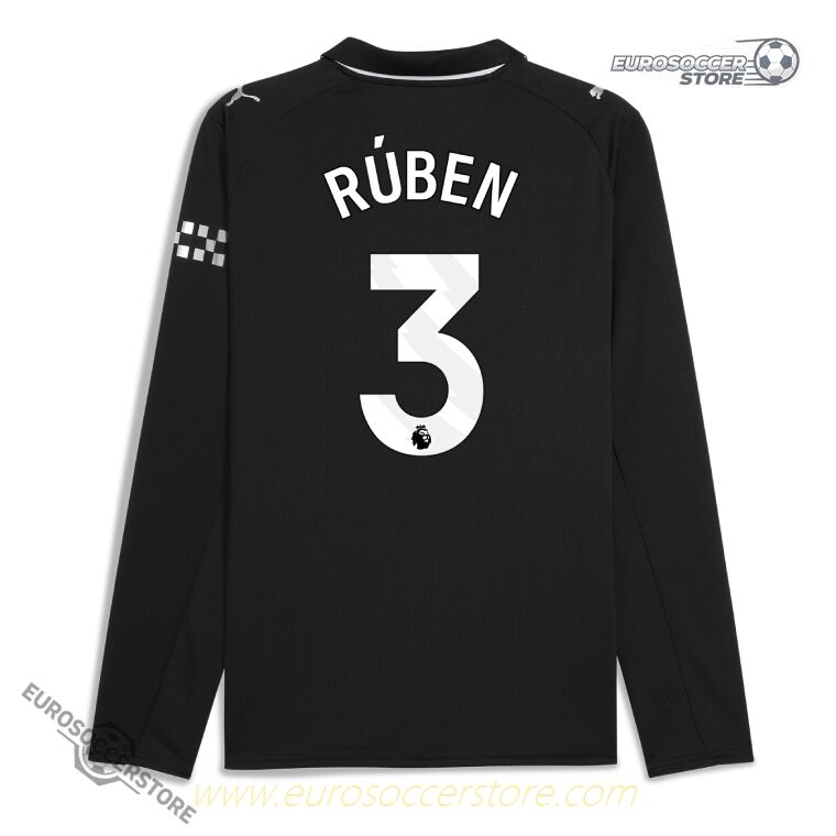 RÚBEN 3 Manchester City Away Long Sleeve Jersey for the 25-26 Season