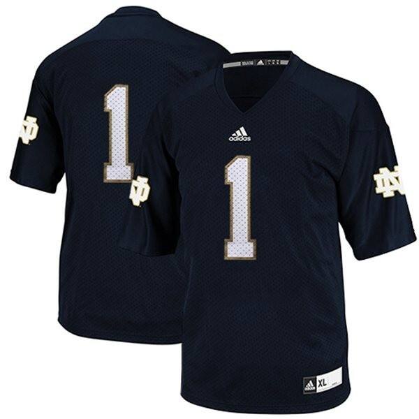Youth Notre Dame Fighting Irish #1 Blue Youth Premium Jersey