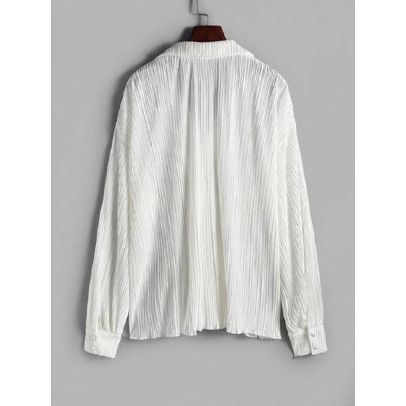 Plisse V Notched Drop Shoulder Shirt UC0775