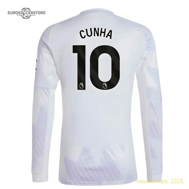Official 2025-2026 Man Utd Long Sleeve Away Shirt (cunha 10)
