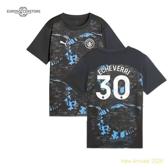 Official 2024-2025 Man City Prematch Ss Jersey (strong Gray) - Kids