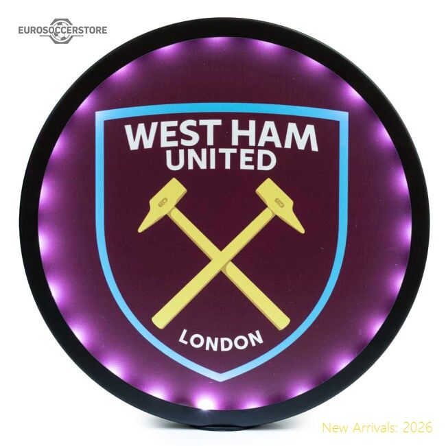 Authentic West Ham United Fc Metal Led Logo Sign - Premium Quality