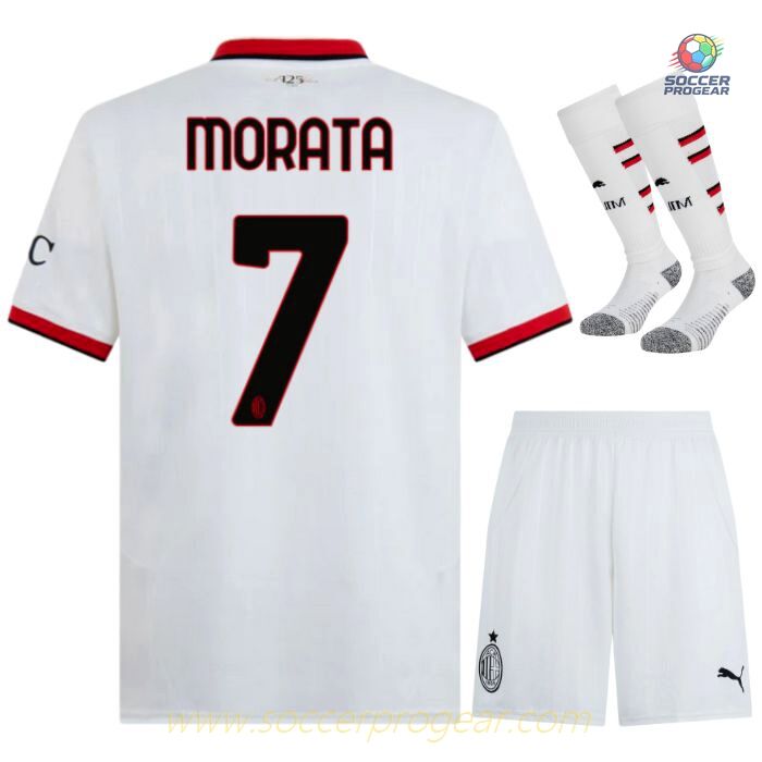 AC Milan Youthren's Soccer Uniform Away Football Team Jersey 2024-2025 Season Morata