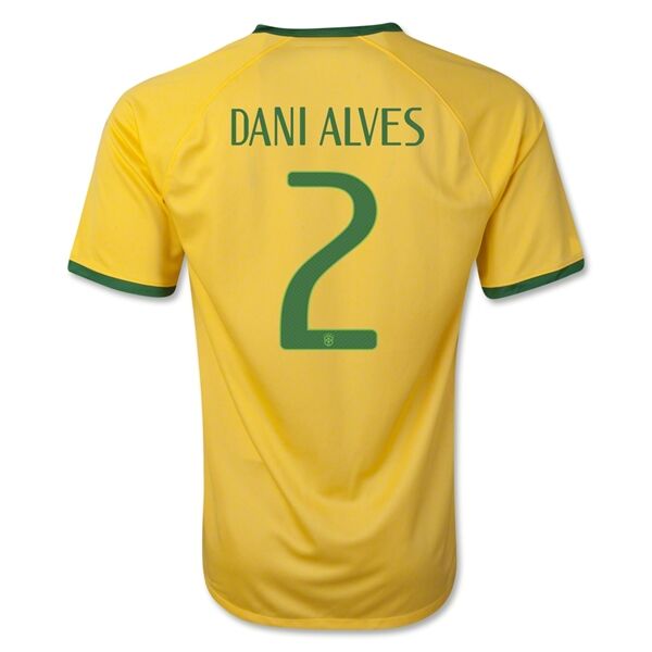 2014 Brazil 2 DANI ALVES Home Yellow Jersey Shirt - Official Replica