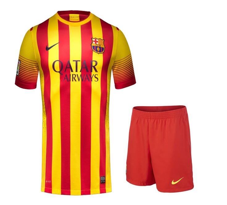 13-14 Barcelona Away Soccer Jersey KitShirtShort - Official Replica