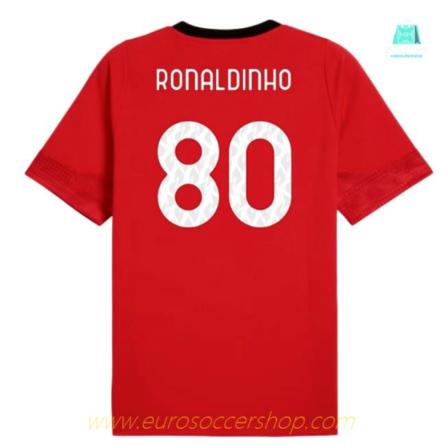 2025-2026 AC Milan Training Jersey (Red) (Ronaldinho 80)