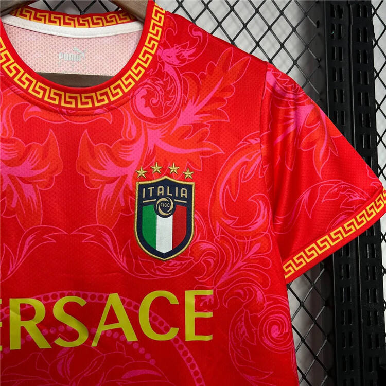 Official Italy X Versace Red Shirt - Official Replica 17018