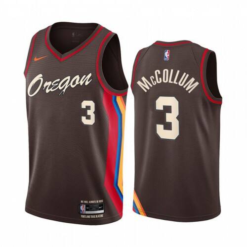 Nike Portland Trail Blazers #3 C.J. McCollum Chocolate NBA Swingman 2020-21 City Edition Jersey Mens