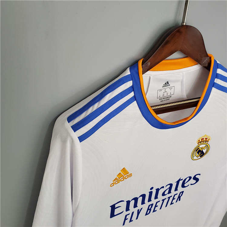 Real Madrid 21-22 Home White Soccer Jersey Football Shirt Long Sleeve