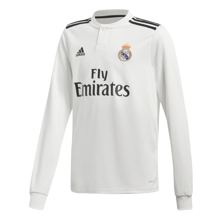 Real Madrid Home 201819 LS Black Soccer Jersey Shirt - Official