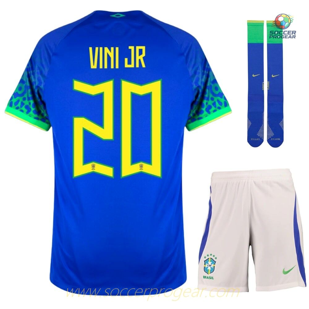 VINI JR 2022 WORLD CUP BRAZIL Official AWAY KIDS JERSEY