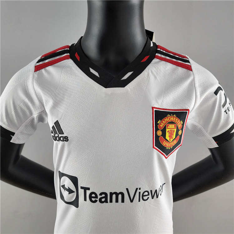 Kids Manchester United 2223 Away White Soccer Kit ShirtShorts -