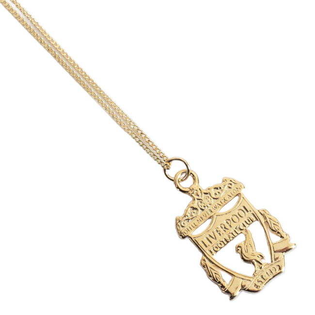 Liverpool FC 18ct Gold Plated on Silver Crest Pendant & Chain - hig...