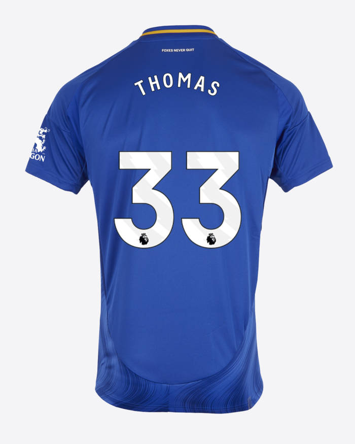 Leicester City's 24-25 Home Jersey, featuring THOMAS with the number 33.