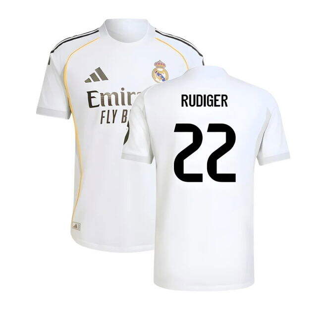 2025-2026 Real Madrid Authentic Home Shirt (Rudiger 22)