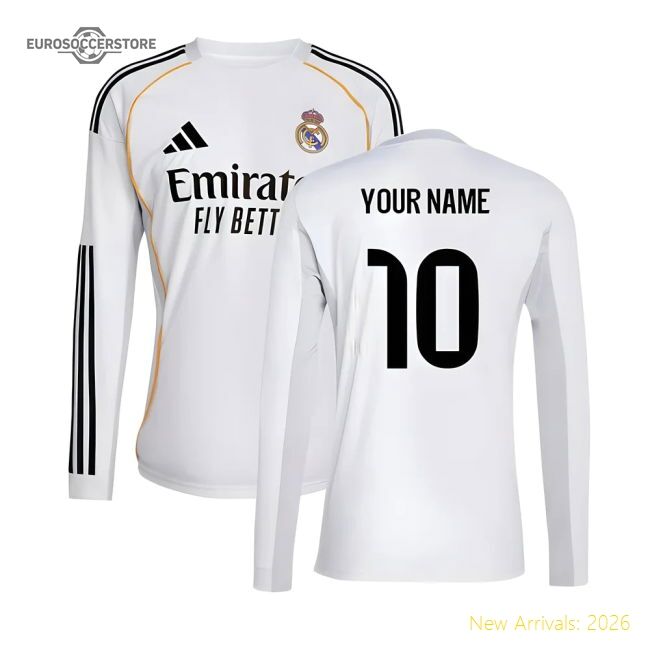 2025-2026 Real Madrid Long Sleeve Home Kit (your Name) - Collectors Item