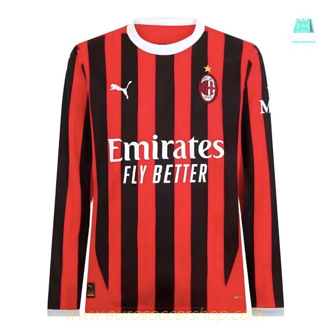 2024-2025 AC Milan Home Long Sleeve Shirt (Your Name)