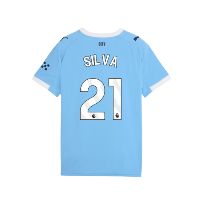2025-20 Man City Home Shirt with Silva 21 L M S Kids