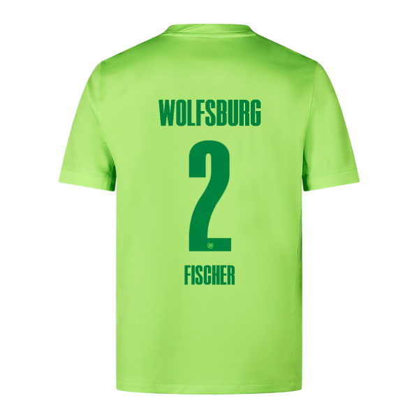 VfL Wolfsburg Men's Home Fischer Number 2 Football Shirt for the 24-25 Season