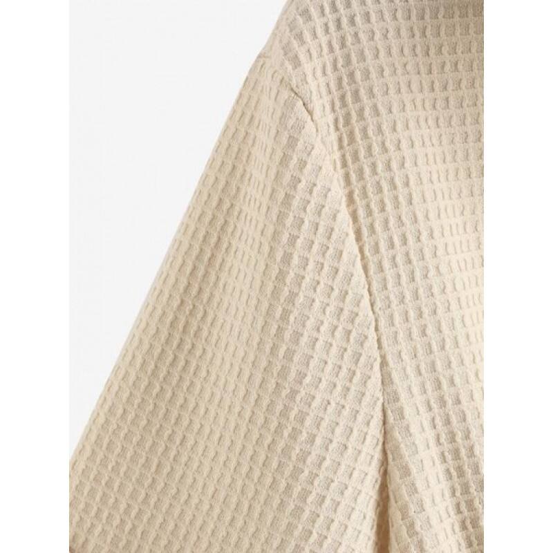 Tie Hem Textured Front Pockets Shirt DA7774