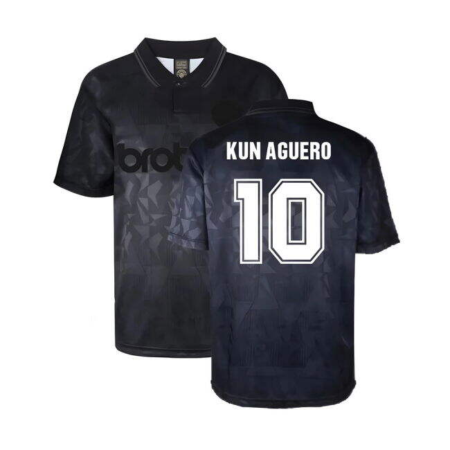 True Football Blackout Retro Shirt Kun Aguero #10 Professional Gra...
