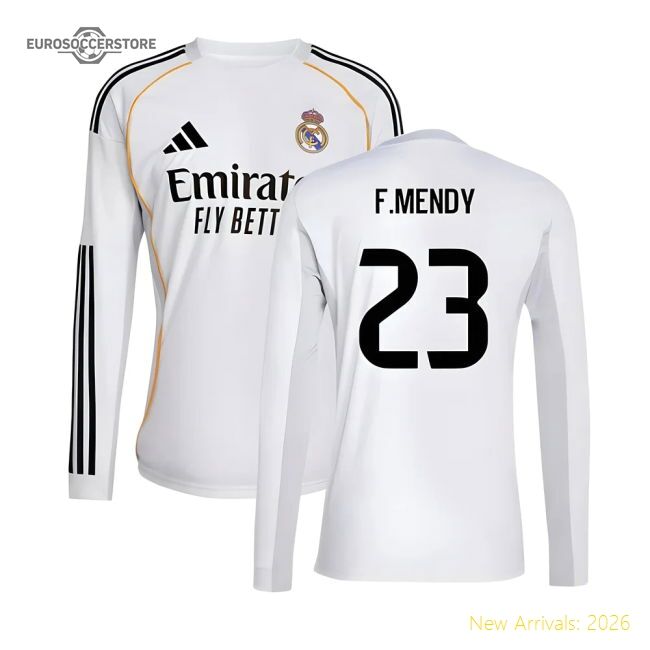 2025-2026 Real Madrid Long Sleeve First Jersey (fmendy 23)