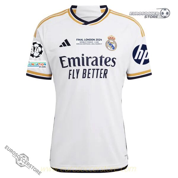 Real Madrid 23-24 Home UCL Final Jersey (Complete Patch Set with Final-specific Details)