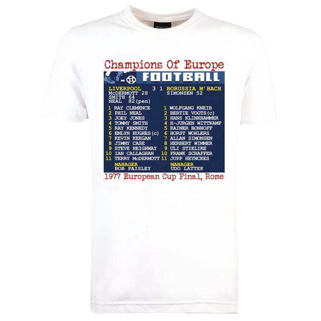 1977 European Cup Final (Liverpool) Retrotext t-shirt - White