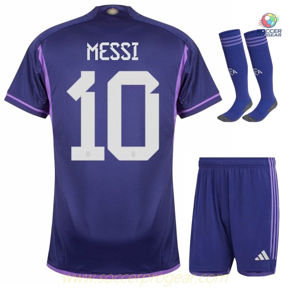 ARGENTINA Replica 3 STAR MESSI KIDS AWAY JERSEY 2022-23